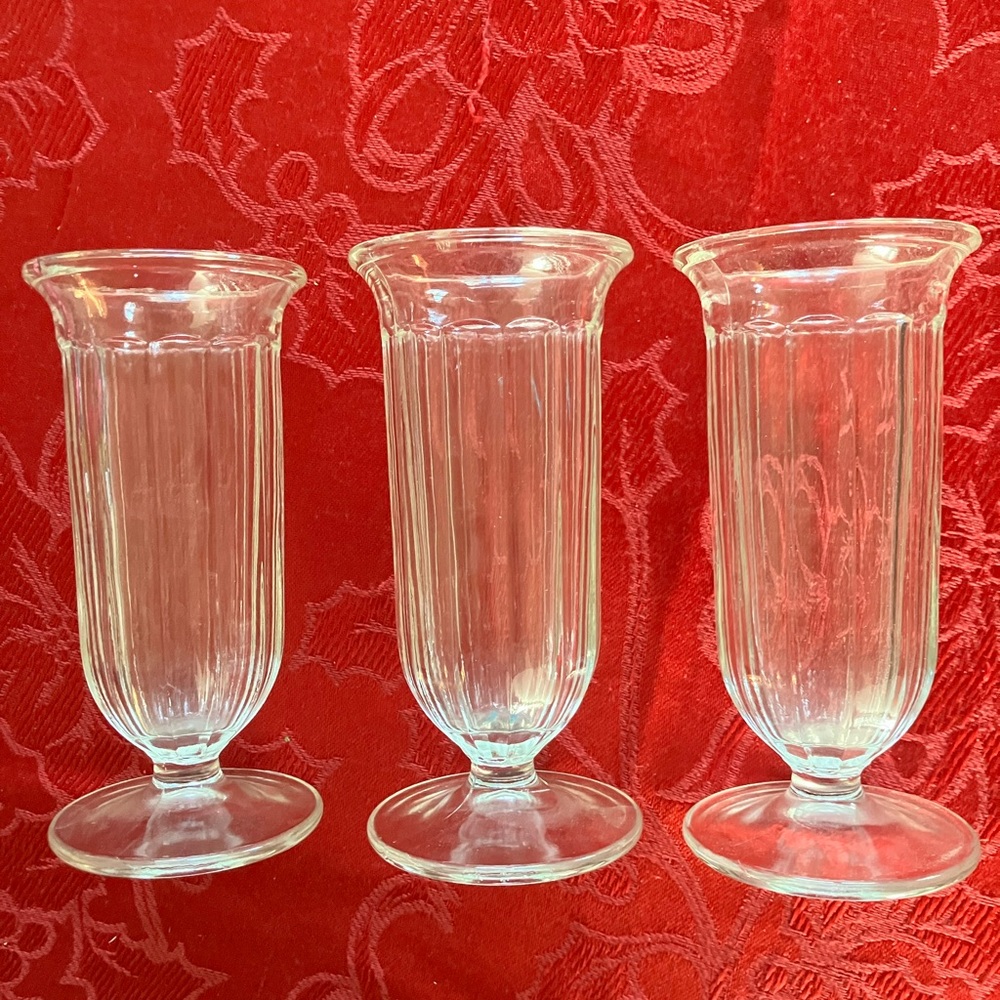 Set of 3 Clear Glass Parfait Sundae Cups
